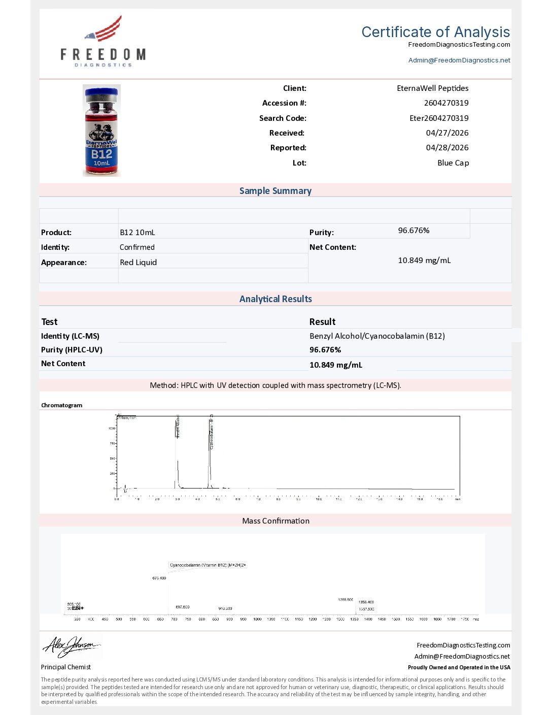 COA_Freedom_Eter2604270319_B12_LV032626 B12 10mL