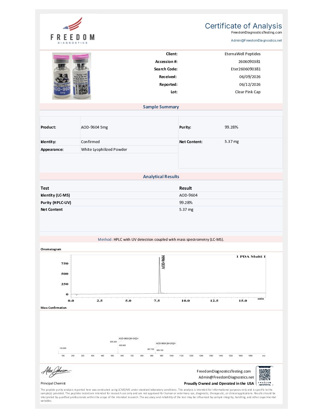 COA_Freedom_Eter2606090381_5AD_CP0327 AOD-9604 5mg