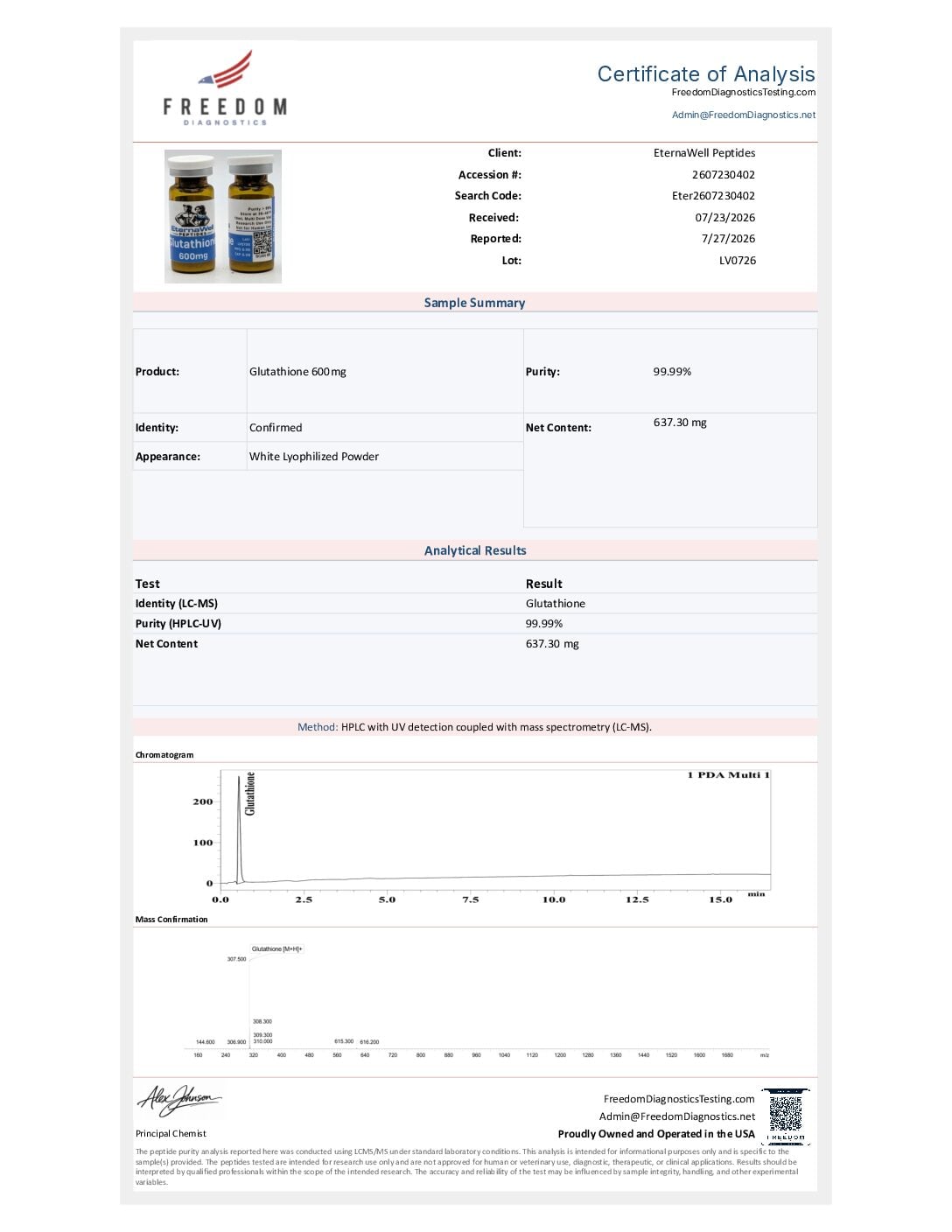 COA_Freedom_Eter2607230402_GTT600_LV0726 Glutathione 600mg